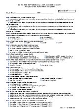 Đề thi thử THPT quốc gia - Môn Sinh học 12 - Mã đề thi 169